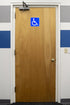 NMC S23R Office Sign, Handicapped Graphic, 7" x 7", Rigid Plastic, White on Blue