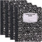 Emraw Marble Composition Notebook, Wide Ruled, Black and White, 100 Sheets, 4 Pack