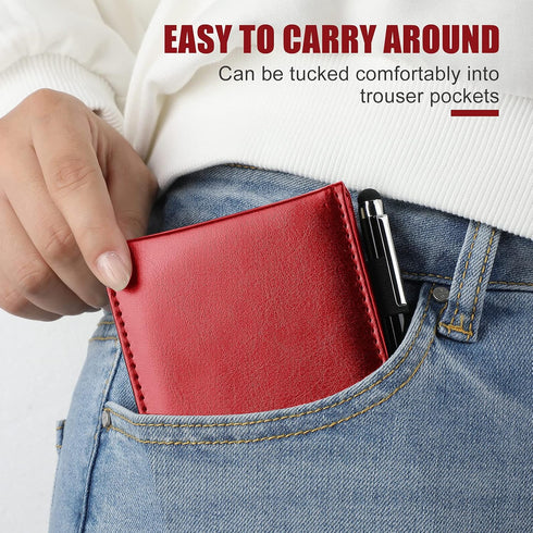 Outus Mini Pocket Notepad Holder Set, 10 Pcs, 50 Lined Sheets, Metal Pen, 8 Pcs 3 x 5 Inch Memo Book Refills, Red