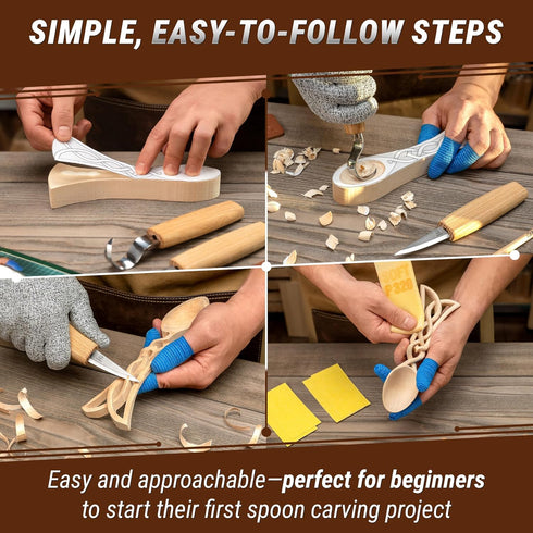 DIY04 Set BeaverCraft Wood Spoon Carving Kit for Beginners - Whittling Includes Spoon Carving Tools, Sloyd Whittling