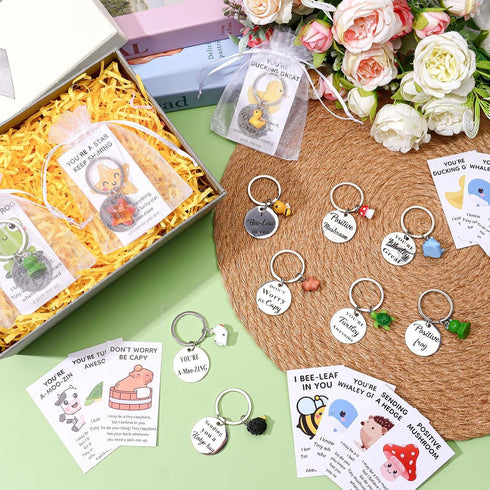 DAVAXI 30 Sets Emotional Support Gifts for Coworker Employee Appreciation Gifts Inspirational Animal Keychains Positive