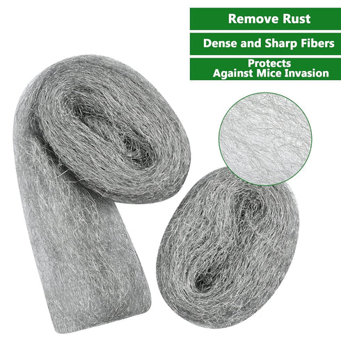 78 Feet Steel Wool Fill Fabric Kit, Coarse Steel Wire Wool for DIY Gap Fill, Mice Holes, Wall Cracks