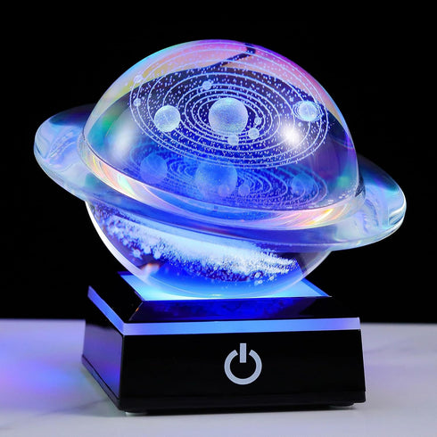 3d Solar System Model Galaxy Crystal Ball 80mm 3.15inch - Saturn Shape