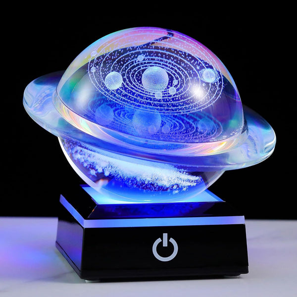 3d Solar System Model Galaxy Crystal Ball 80mm 3.15inch - Saturn Shape