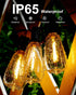 50FT IP65 27 Bulbs, Dimmable ST38 Patio String Lights Plug in LED Outdoor String Lights with Waterproof Connectable