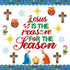 BeYumi 96Pcs Jesus is The Reason for The Season Cutouts for Christmas Nativity Bulletin Board Decoration Set