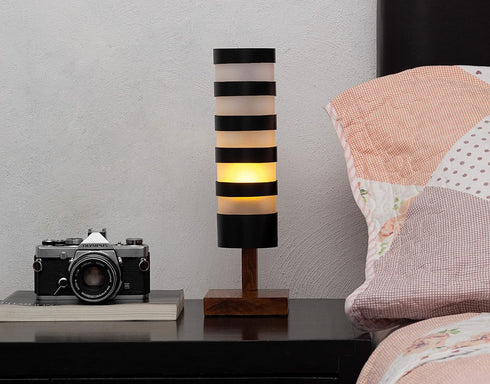 Desk Lamp for Bedside Table with 1 Watt Yellow LED Bulb, Handmade Nightstand Lamp for Bedroom