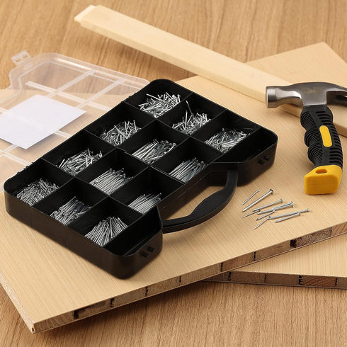 Mr. Pen Nail Assortment Kit, 1500 Pcs, Assorted Sizes Brad Head and Flat Head Nails for Hanging Pictures
