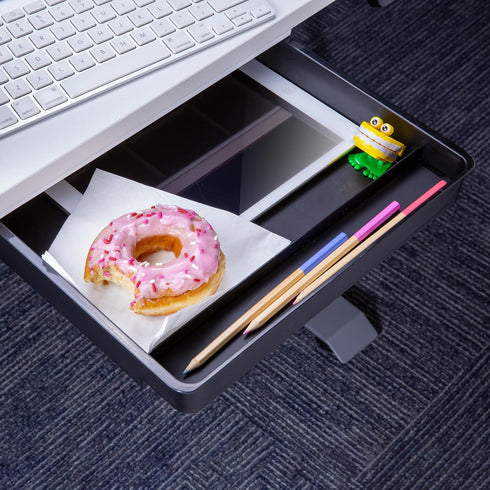 Officemate Large Self-Adhesive Under Desk Drawer - Black, 12.5" x 10.75" x 1.875" (22552)