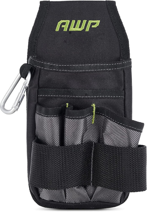 AWP Tool Organizer Pouch with 7 Pockets & Loops, Heavy-Duty Metal Belt Clip Attachment