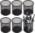 QYH Mesh Pen Cup, 6 Packs Black Metal Pencil Holder for Desk, 3.54x3.93 Inch Organizer