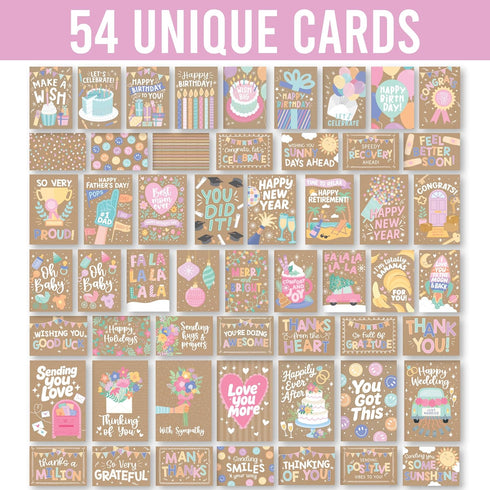 54 Pack Hadley Designs Assorted Cards With Envelopes All Occasion - Bulk Greeting Cards For All Occasions, Mixed