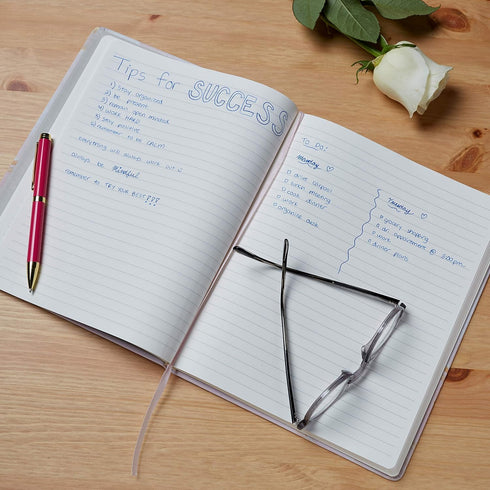 Eccolo Large Lined Journal Notebook - Hardbound Cover, 256 Ruled Pages, Desk Size for Work or School (Pink, 8x10)