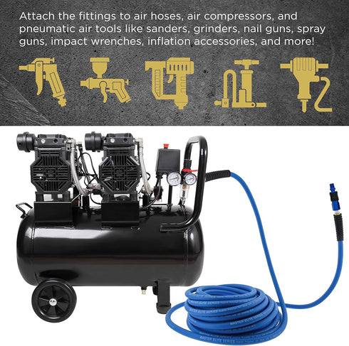 Master Elite Series 12 Piece Industrial I/M Type Plug Air Fittings Set with 1/4" NPT Male Threads