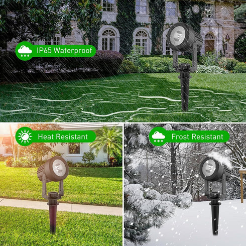 6000K IP65 2-in-1 9.8ft T-SUNUS Christmas Solar Spot Lights Outdoor White Waterproof Landscape Spotlights, Cable