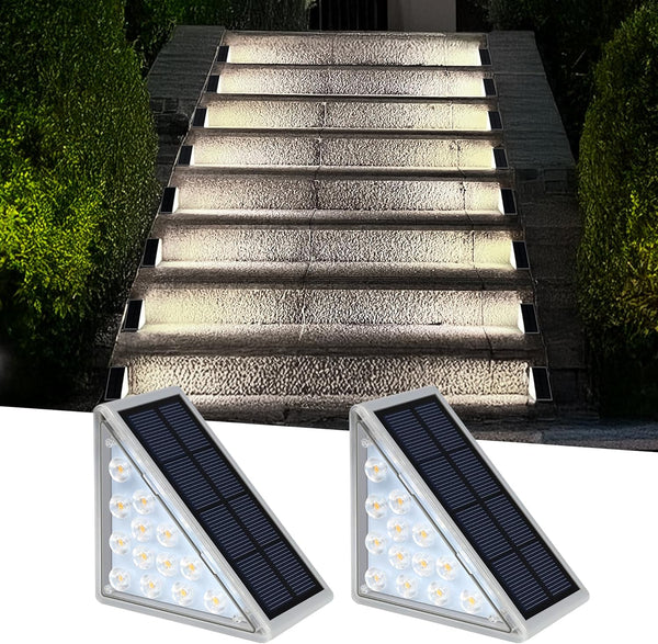 AUDLES LED Solar Step Lights Waterproof Outdoor Stair Lights, Solar Deck Light
