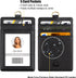 Azrra Lanyards for ID Badges, Vertical PU Leather Badge Holder with 1 ID Holder and 4 Credit Card Slots, Black