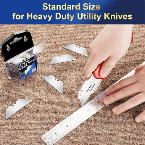 JETMORE Utility Knife Blades, 50 Pack Box Cutter Blades, SK5 High Carbon Steel Utility Blades, Standard Size Blades for Box Cutter, Sharp Box Cutter Blades Refills, Razor Knife Blades for Cutting by Jetmore