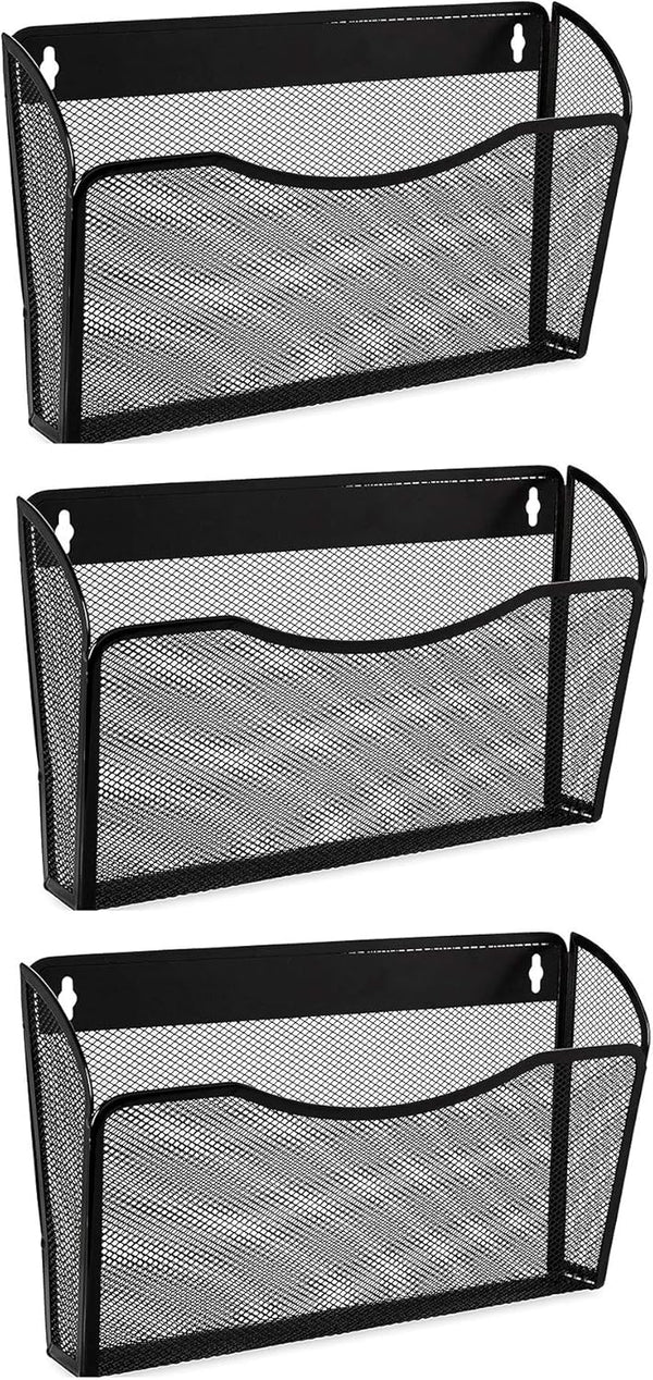 EASEPRES Mesh 3 Pockets Vertical Hanging File Organizer Wall File Holder Rack