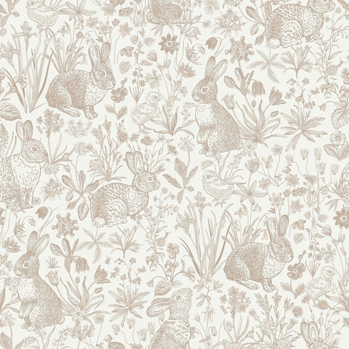 17.5"x276" ICOOP Beige Wallpaper Rabbit Neutral Peel and Stick Wallpaper Boho Vintage Farm Cottage Contact Paper