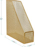 Martha Stewart Ryder Gold Mesh Metal Magazine File Holder, Desktop Organizer (9.75 x 3.75 x 11.5)