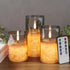 VIODAIM Ice Crystal Real Wax Glass Flameless Candles with Remote & Timer,