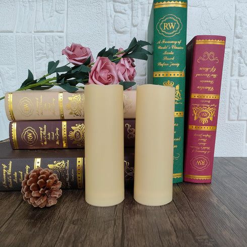 2 Pack Outdoor Flameless Pillar Candles, Remote & Timer Battery Operated Waterproof Electric LED Candle Set for