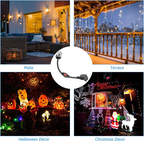 3 Outlet Light Socket Adapter - Convert E26/E27 Bulb Socket to 3 Prong Outlet with On/Off Switch for Indoor Outdoor Use