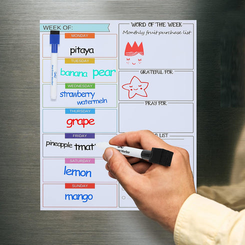 Mr. Pen Magnetic Dry Erase Weekly Calendar for Fridge, 14.7 x 11.8", Weekly Planner Whiteboard, Magnetic Weekly Board.