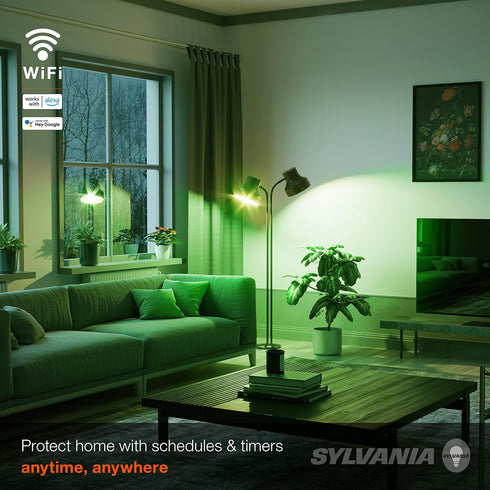 A19 Bulb, 7W 2000K, 1 Pack (75807) Sylvania WiFi LED Smart RGBW Color and Amber Finish Filament Light Efficient