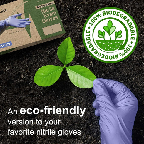 Biodegradable X Large Disposable Medical Gloves - 150 Count Violet Blue Nitrile Exam Gloves