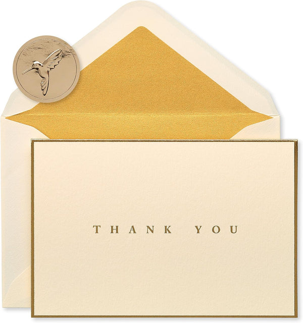 Papyrus Thank You Cards with Envelopes - Gold Border, 16-Count