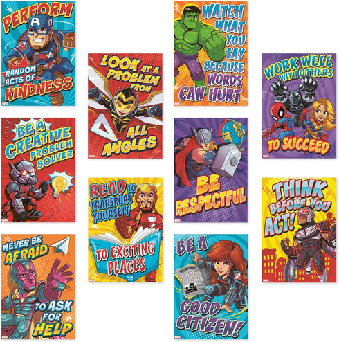 Eureka Marvel Motivational Poster Set, Bulletin Board Set, 10 Posters