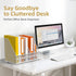 DALTACK Desk Organizers Magazine Binder Folder Holder with 5 Vertical Compartments, Metal Mesh, White
