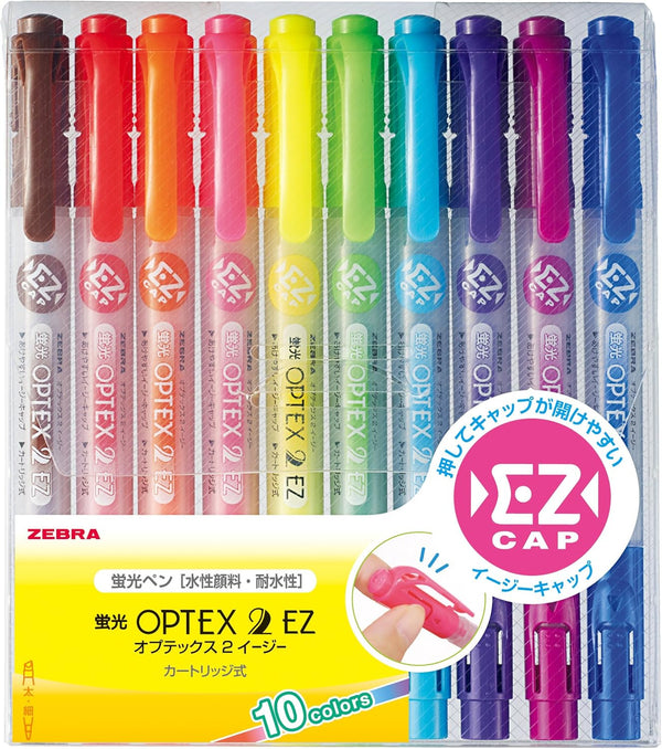 Zebra Optex 2 WKT11-10C Highlighter, EZ, 10 Colors