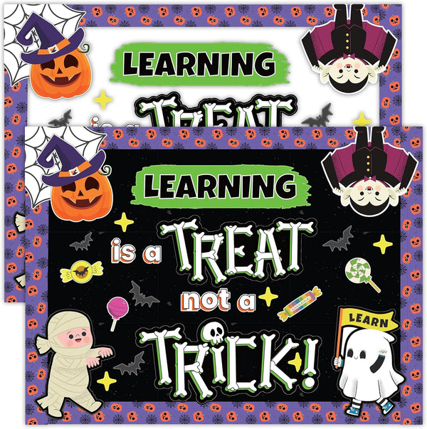 Decorably Halloween Bulletin Board Decorations Set - 70 Pcs Classroom Halloween Decorations, Background Papers &