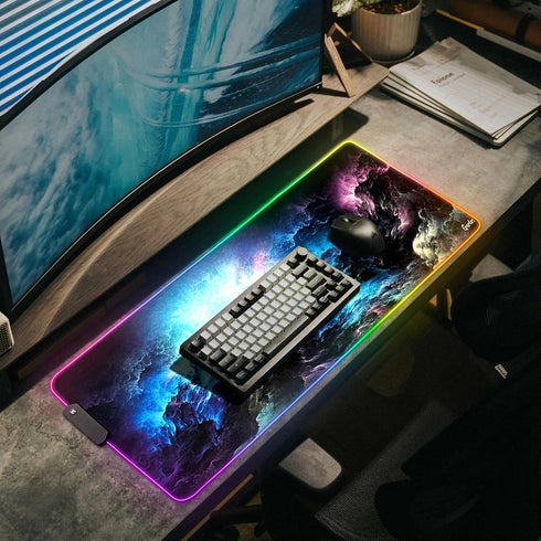 Gerlos RGB Large Gaming Mouse Pad, Extended Soft LED Mouse Pad, Non-Slip Rubber Base, Water Resistant Keyboard Pad,
