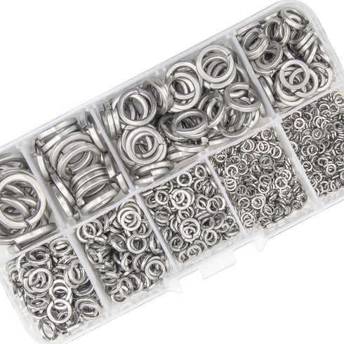 304 Stainless Steel Spring Lock Washer Assortment Set, 600 Pieces, 9 Sizes - M2 M2.5 M3 M4 M5 M6 M8 M10 M12