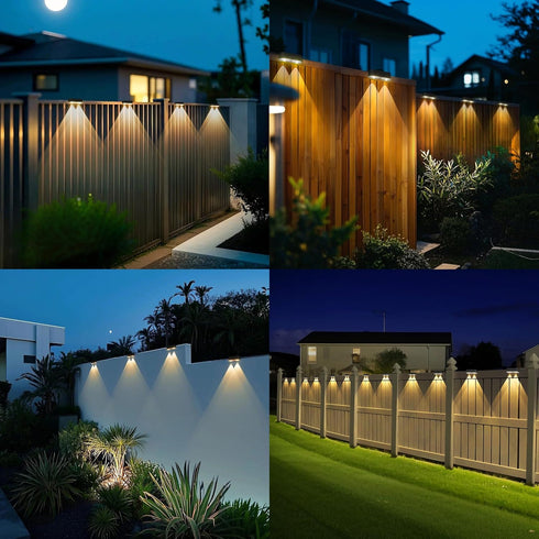 4 Pack, Peasur Solar Fence Lights Outdoor Waterproof LED Steps Light Solar Powered, Deck Lights for Railing Yard