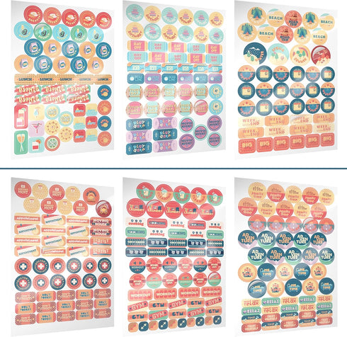 LUX Planner Stickers - 1100 Stickers (19 Sheets) for Reminders and Motivational Labels, Best Calendar Accessory