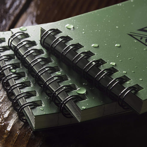 Rite in the Rain Weatherproof Top Spiral Notebook, 3" x 5", Green Cover, Universal Pattern, 3 Pack (No. 935-3X)