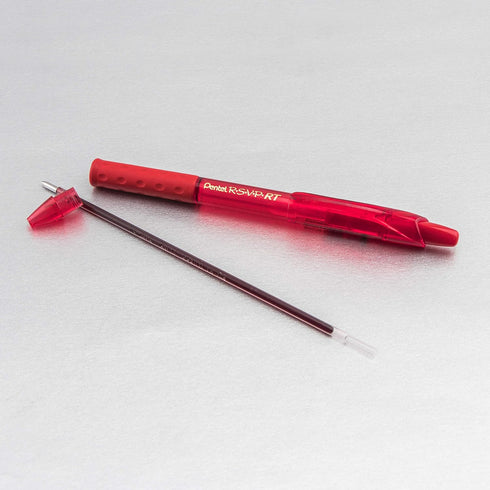 RSVP RT COLORS Retractable Ball Point Pen, Medium Line, Red Barrel, Red Ink, Box of 12 (BK93CRB-B)