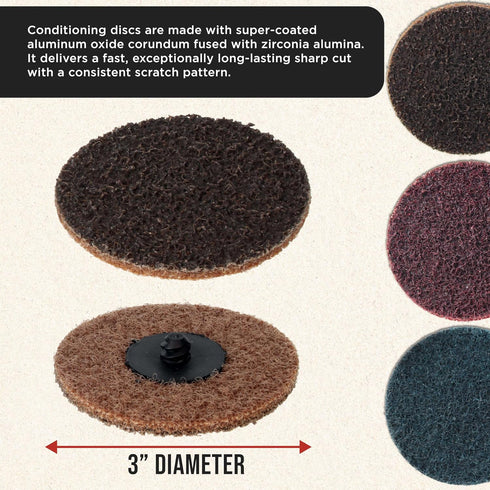 46-Piece 3" Pack 15 1/4" Dura-Gold Diameter Surface Conditioning Sanding Discs Variety - Each Coarse, Medium, Fine Grit
