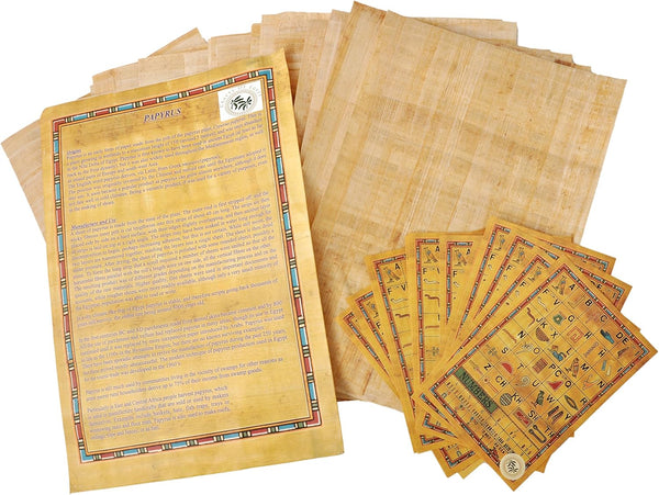 Egyptian Papyrus Blank Paper Set of 20 Sheets for Teaching Ancient Hieroglyphic History, 8x12in (20x30cm) Scrapbooking