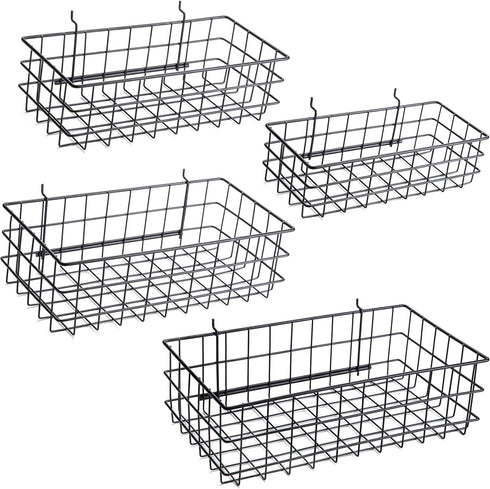 Pegboard Baskets, Set of 4 Black - Hooks to Any Peg Board