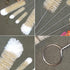 NewFerU Stainless Steel Soda Bottle Cleaning Brush Set with Natural Boar Bristle Wool Tip, Long Handle for Narrow Neck
