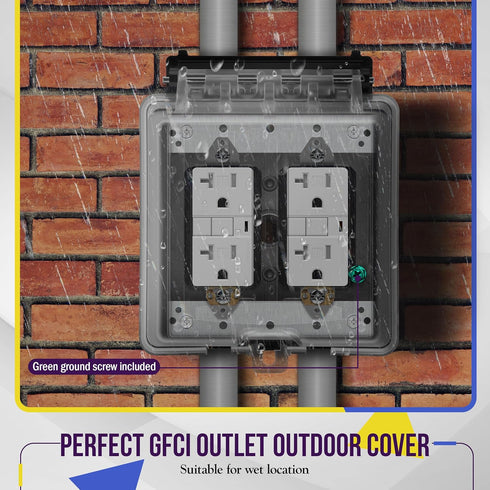 ENERLITES Weatherproof Outlet Box with Five 1/2-in Threaded Outlets, 2-Gang Outdoor Electrical Box