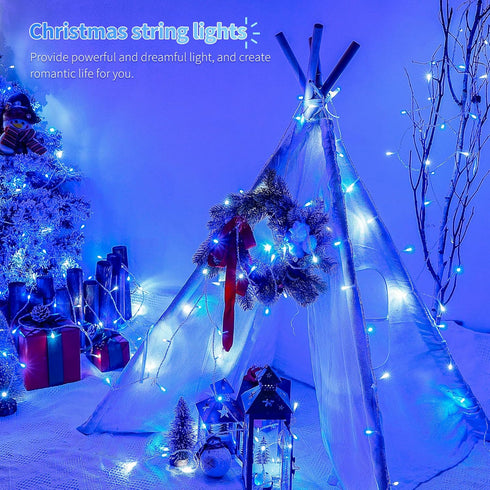 oopswow 100 Lights,33ft 8 LED Christmas Modes Extendable String Lights Outdoor Waterproof,Twinkle Fairy Lights Plug