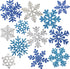 Whaline Snowflake Cut-Outs - 48Pcs Glitter Blue Silver Double-Sided Holiday Cut-Outs with Glue Point for Winter