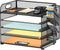 SUPEASY 5 Tier Desk Organizer, Mesh Paper/File Organizer with Handle & Removable Pen Holders for Office
